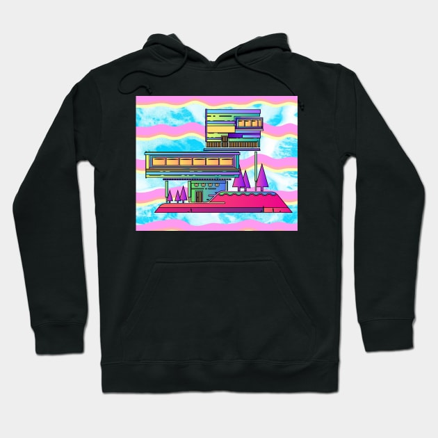 Illustration Dream House Villa Color Effects Hoodie by flofin